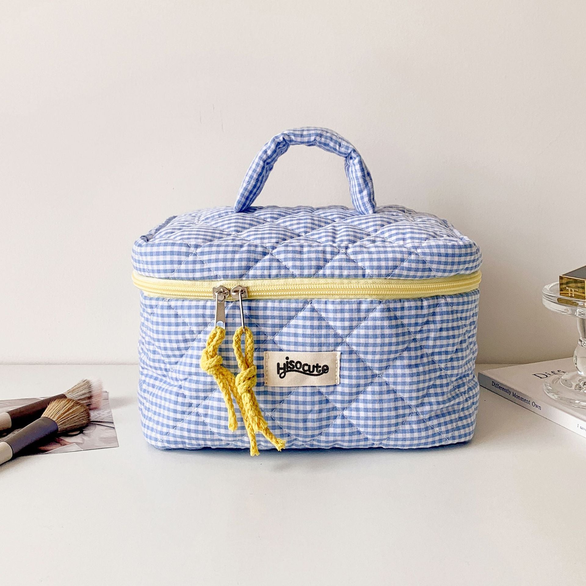 Color Block Plaid Large Capacity Makeup Bag MK2BW6S10BOB57