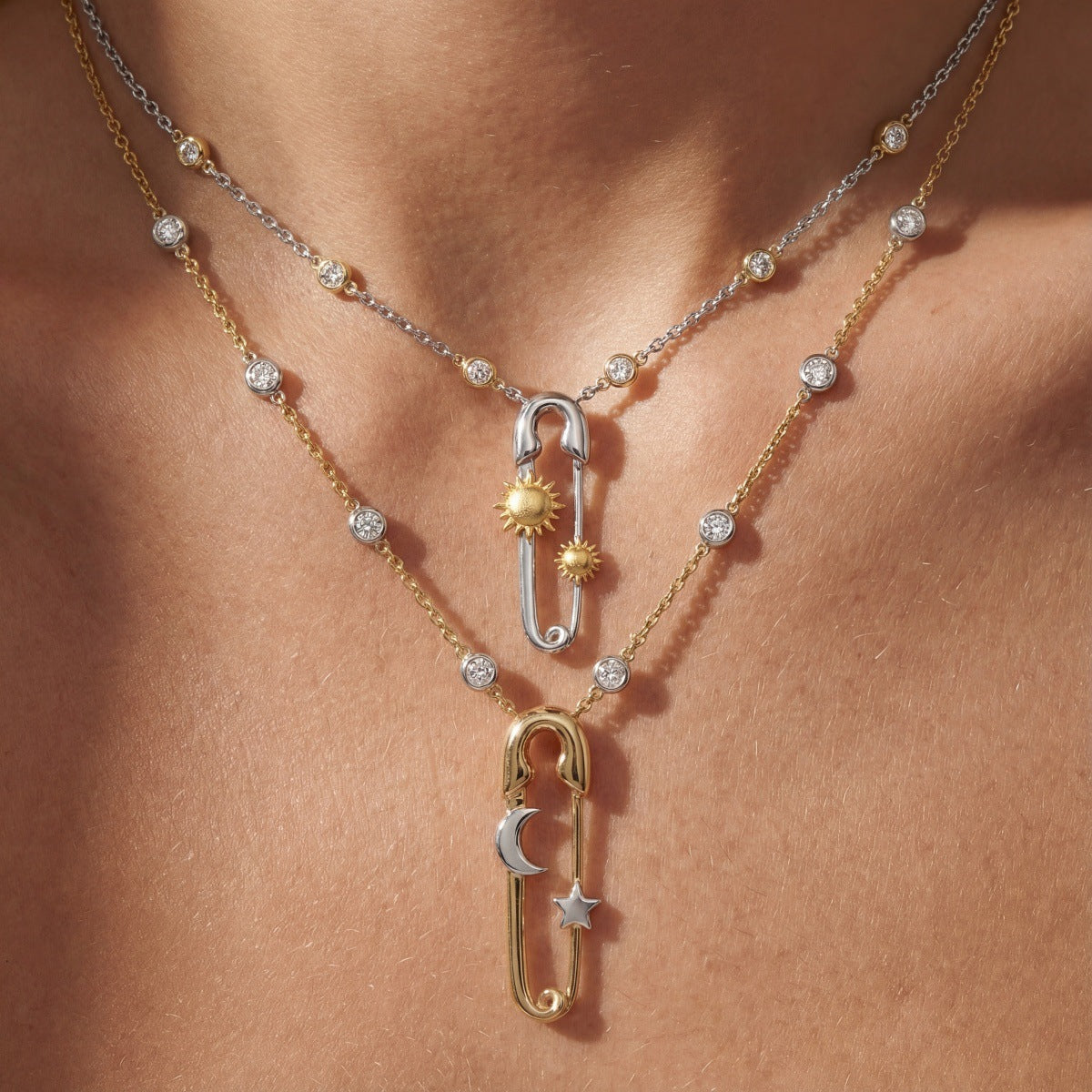 Creative Gold Plated Pin Pendant Choker Necklace 6W6JNC644