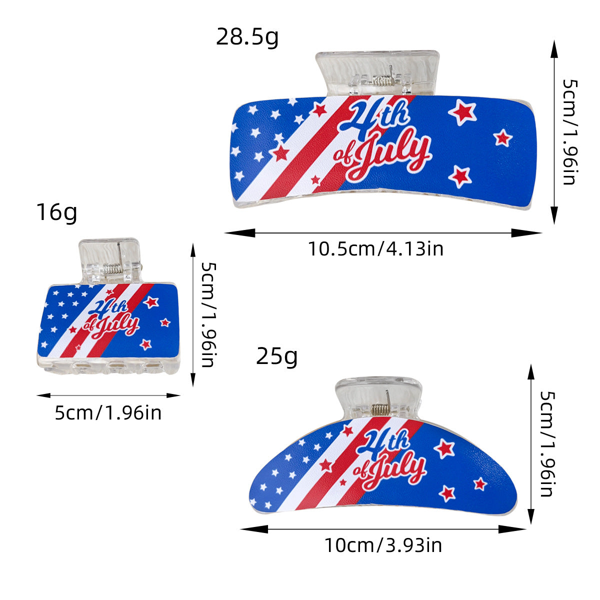 250th Anniversary USA Nonslip Hair Clips 8AS6HCP57T