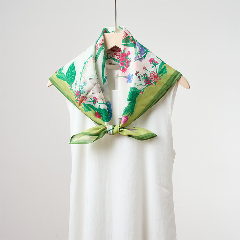 Flower Print Square Scarf - DippedShop Wholesale - #2915