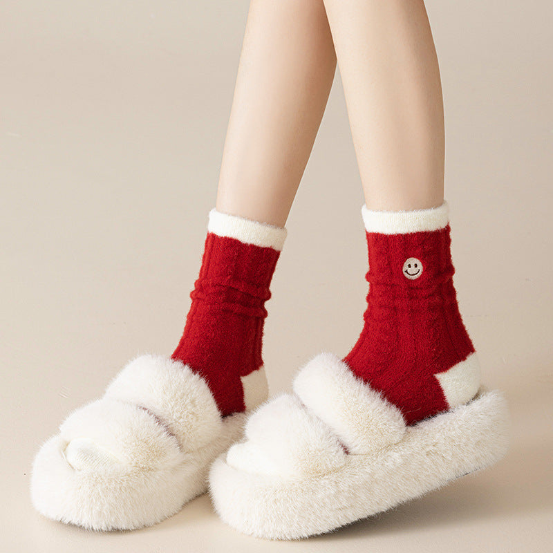 Cute Embroidery Thickened Plush Thermal Socks 6W8FSO898