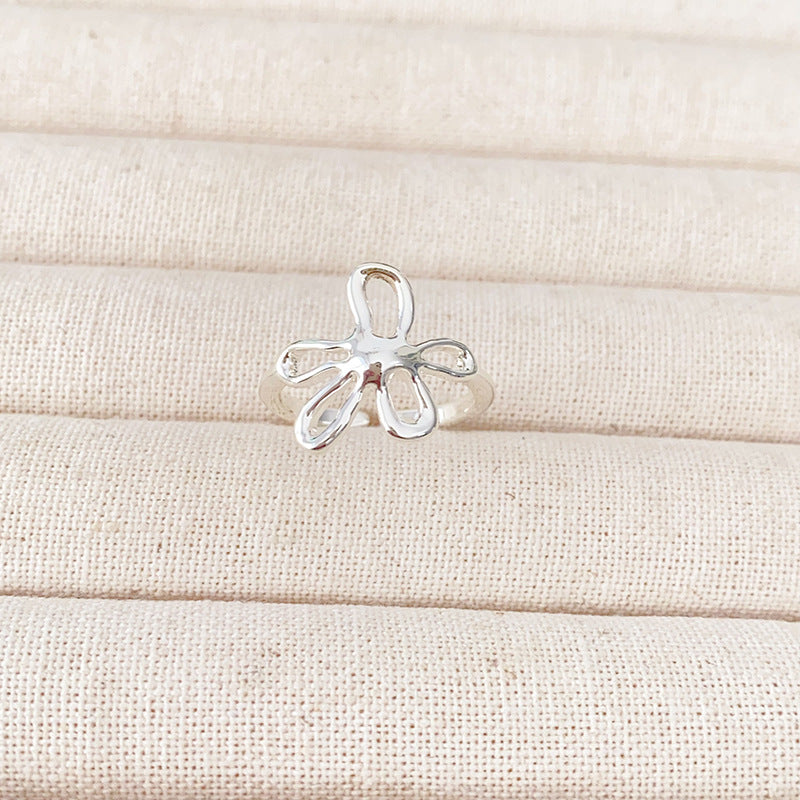 Minimalist Gold Plated 3D Floral Open Ring 8ZA6JRG127L