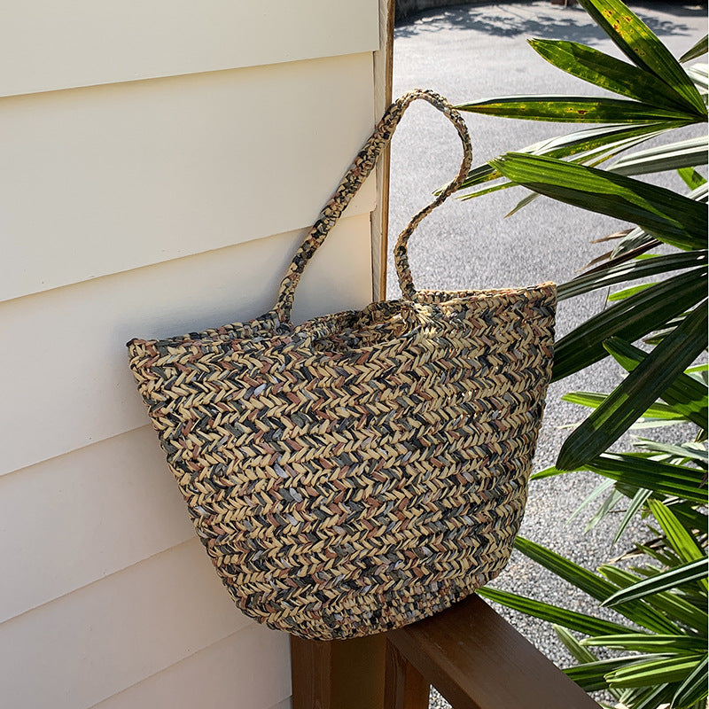 Stylish Large Capacity Straw Woven Tote Bag 8CW6BBG525L