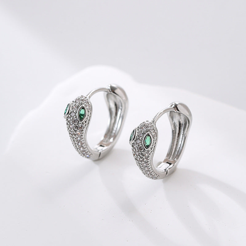 Zircon Snake Punk Cool Hoop Earrings DPJE0403