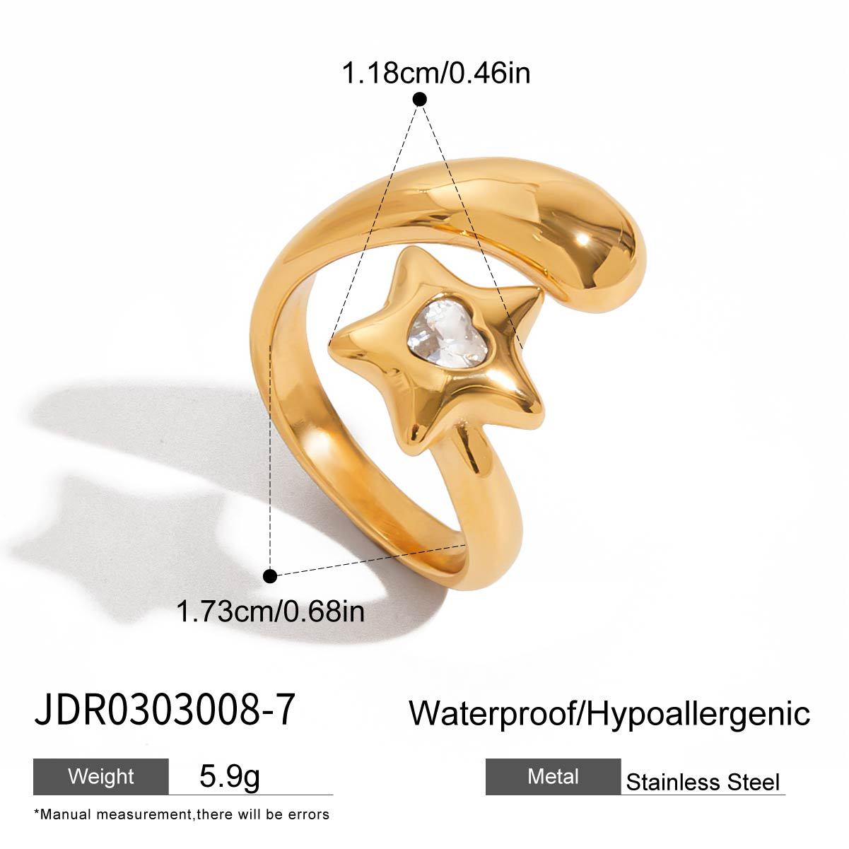 Cubic Zirconia Open Ring - DippedShop Wholesale - #4291