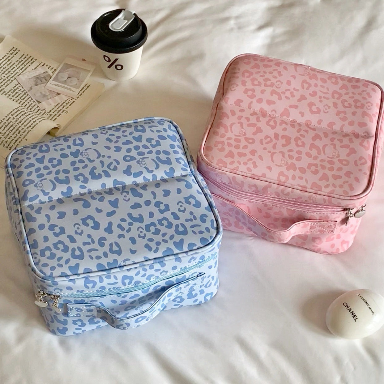 Stylish Leopard Print Large Capacity Makeup Bag MK2BW6S10BOB89