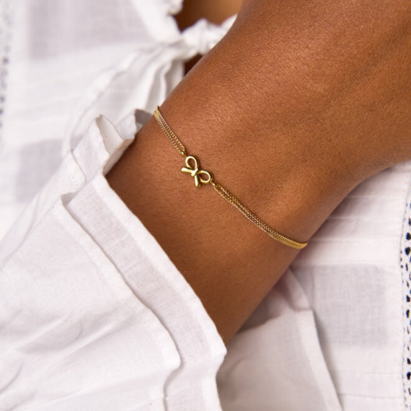 Simple Gold Plated Star Flower Chain Bracelet 6W6JBR530