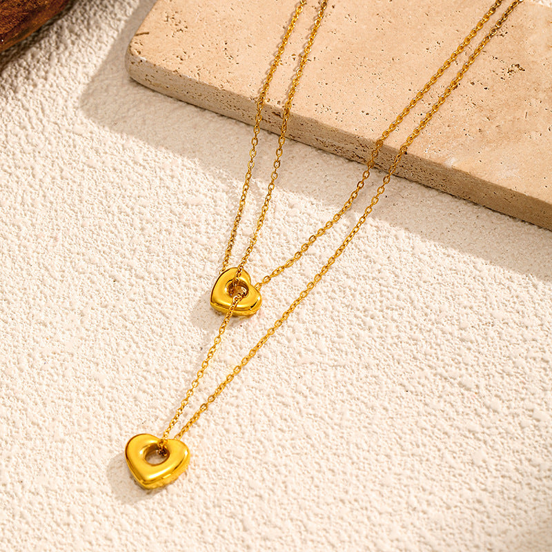 Elegant Gold Plated Hollow Heart Pendant Necklace 6W6JNC635