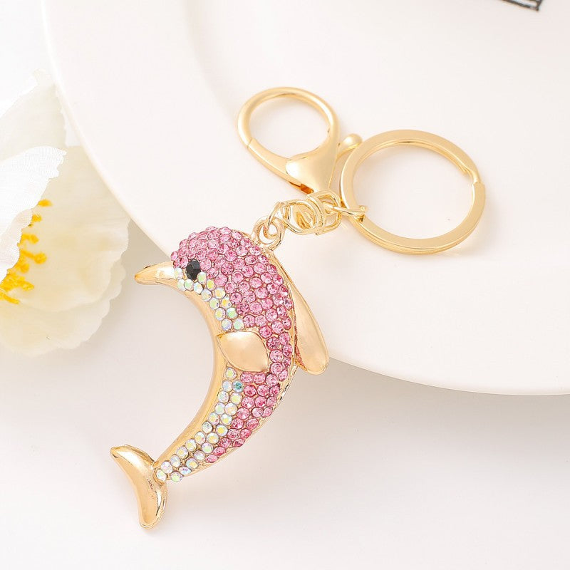 Funny Rhinestones Dolphin Pendant Keychain Bag Charm 6W10BBC632