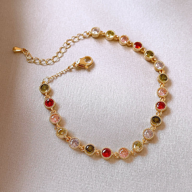 Elegant Rhinestones Floral Chain Bracelet 6W6JBR727