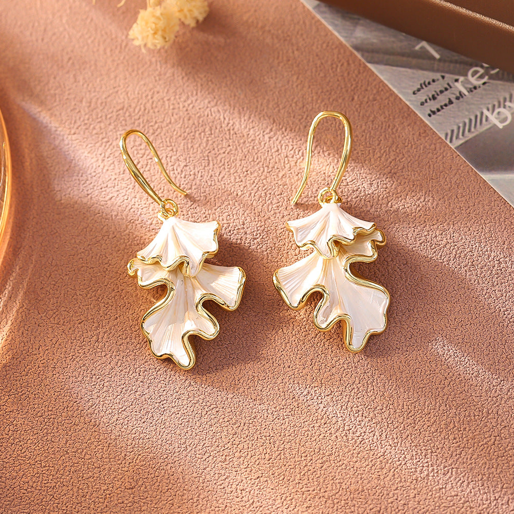 Gold Ginkgo Dangle Earrings - DippedShop Wholesale - #6579