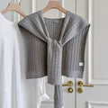 Trendy Cable Knit Solid Color Sweater Shawl 6W6NSC54