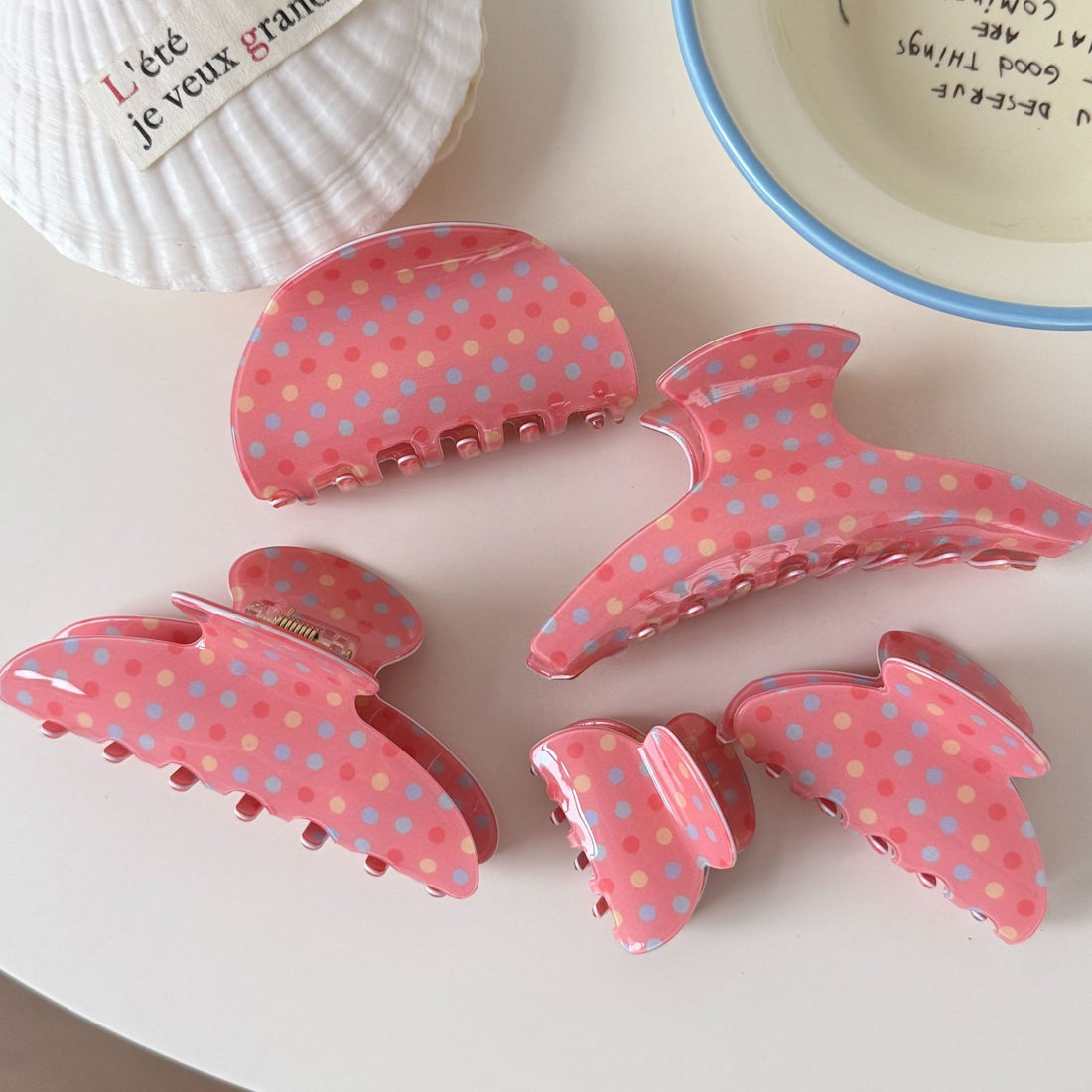 Colorful Polka Dot Hair Claw - DippedShop Wholesale - #8115