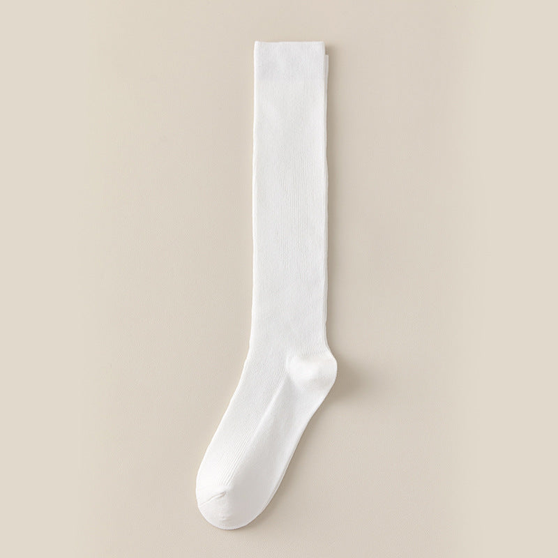 Simple Solid Color Ribbed Long Cotton Socks 6W8FSO890