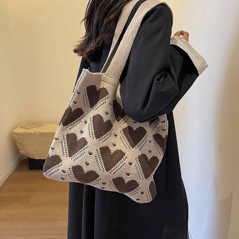 Stylish Heart Print Large Capacity Shoulder Bag 6W10BBG1765