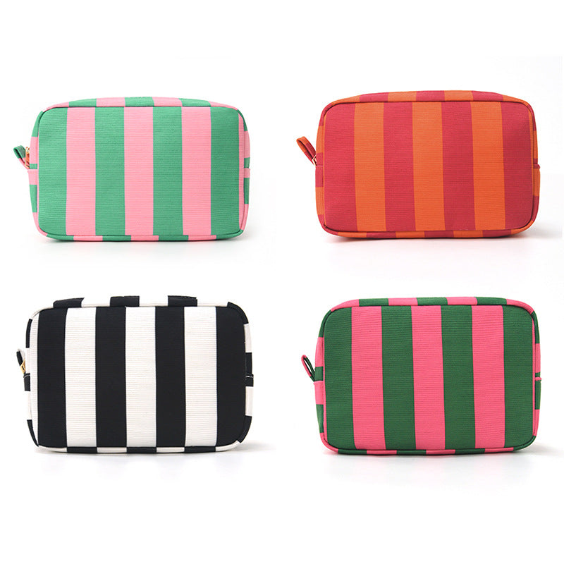 Simple Color Block Striped Portable Cosmetic Bag MK2BLW6C5CO24