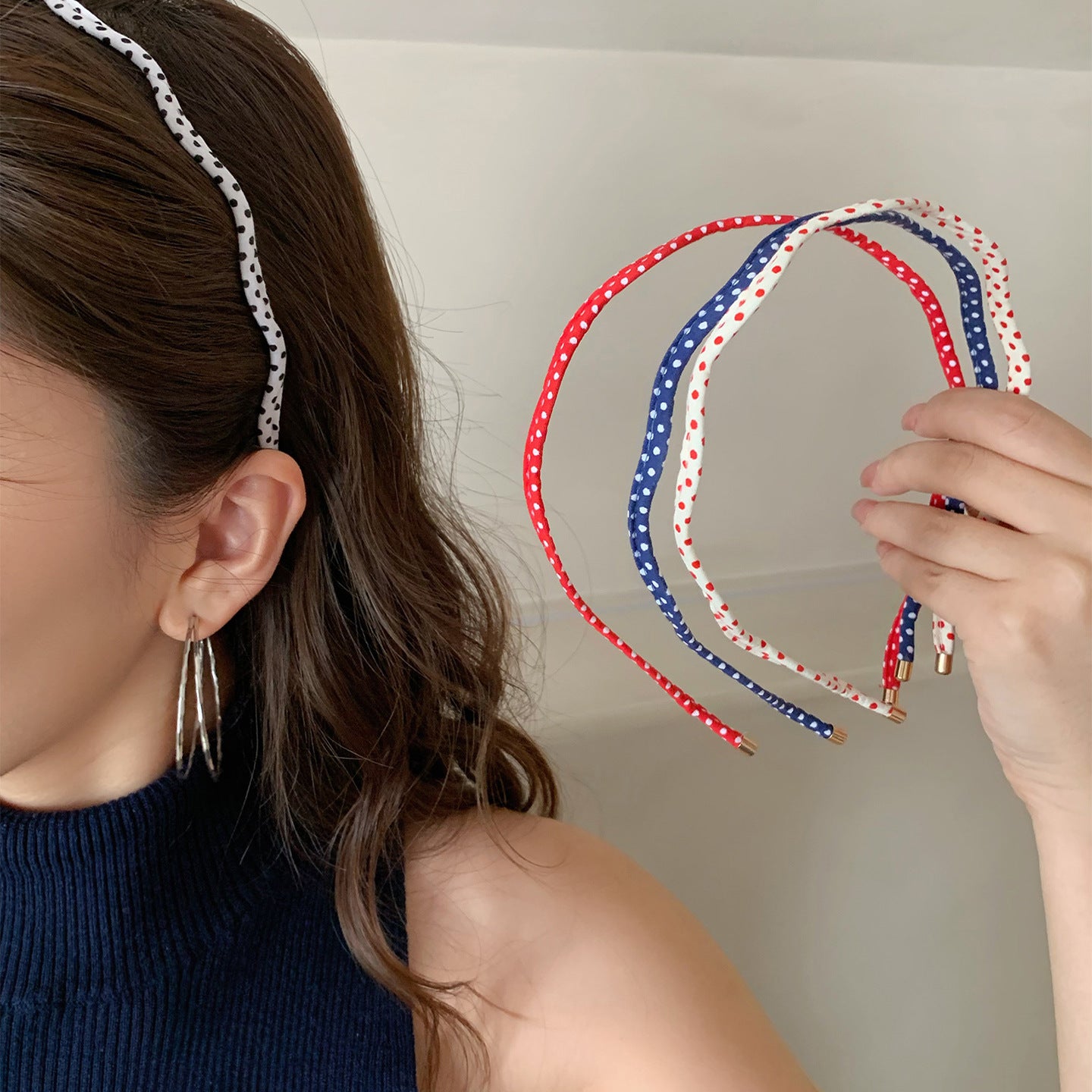 Skinny Polka Dot Hair Band - DippedShop Wholesale - #5939