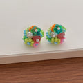 Dopamine Multi-Color Beaded Flower Stud Earrings 6W6JER601