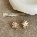Star Pearl Dangle Hoop Earrings - DippedShop Wholesale - #2675