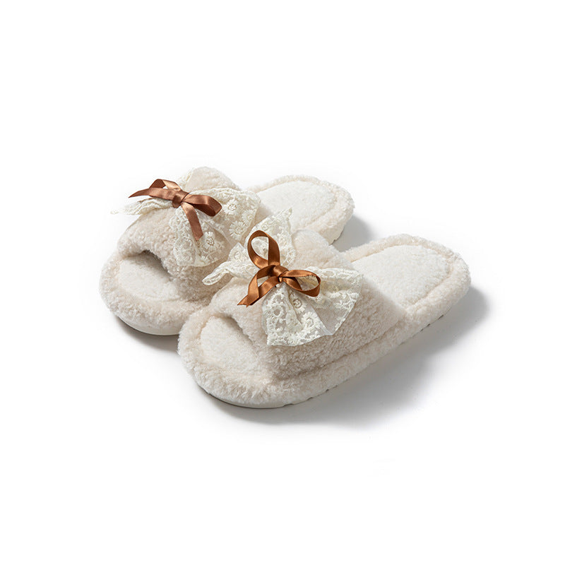 Lace Bow Cotton Slippers - DippedShop Wholesale - #0291