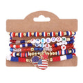 Stylish USA Flag Elastic Beaded Chain Bracelets Set 8ZA6JBR199T