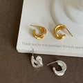 Vintage Gold Plated Twisted C-Shaped Stud Earrings 6W6JER593