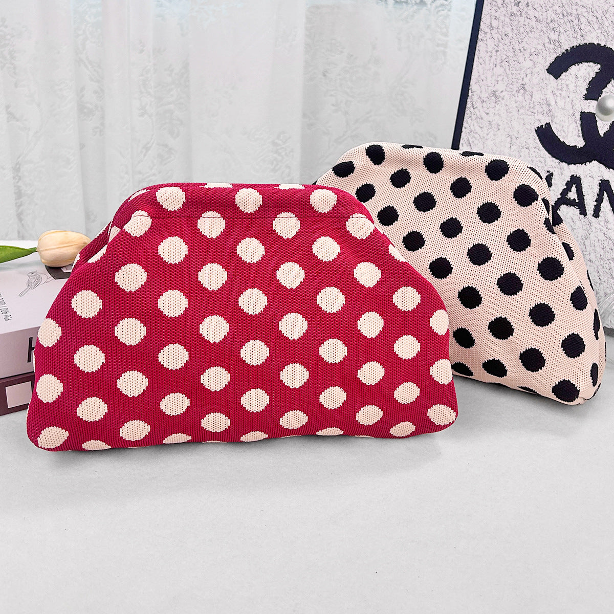 Polka Dot Color Block Evening Handbag 6W10BBG1877