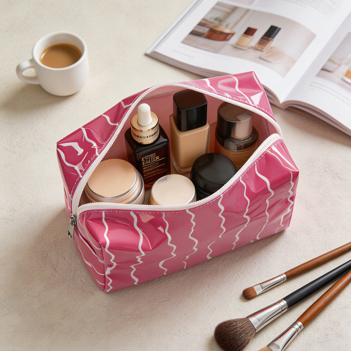 Chic Wavy PVC Waterproof Cosmetic Bag MK2BLW6C5CO16