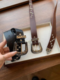 Vintage Stylish Star Rivet Wide Leather Belt 6W6JBT168