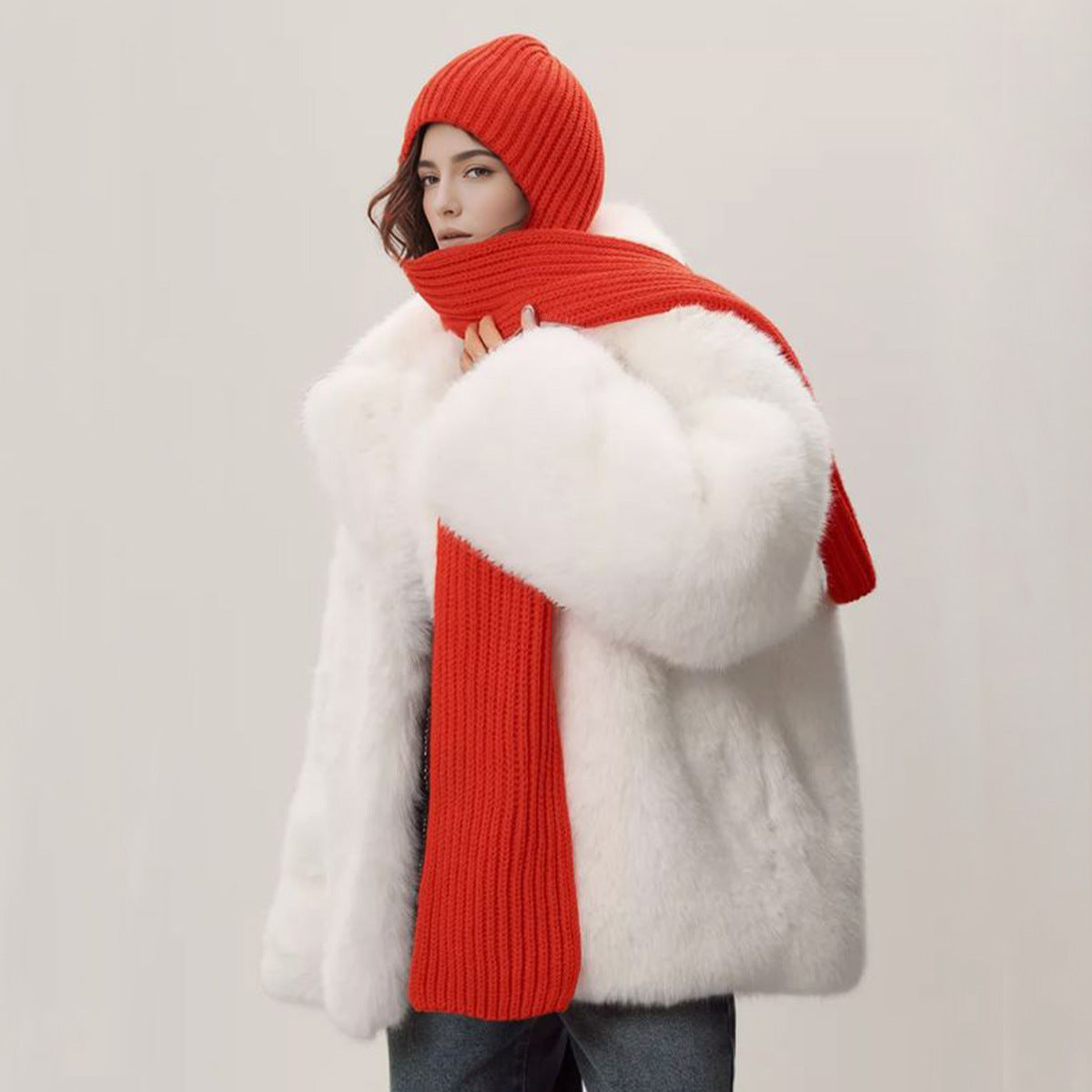 Stylish Solid Color Warm Hooded Scarf 6W6NSW252