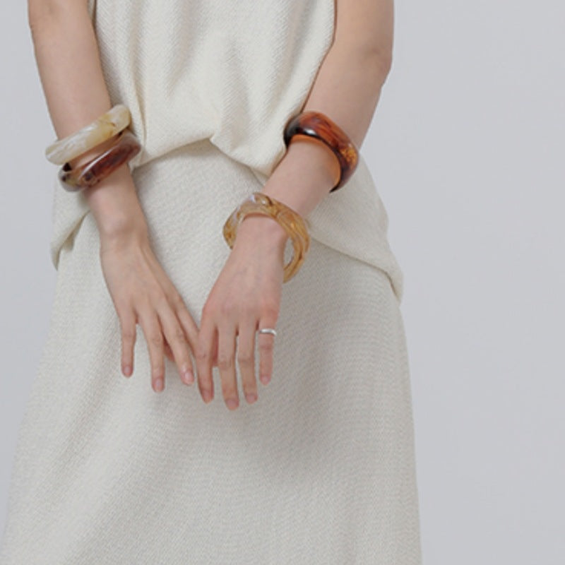 Vintage Irregular Acetate Wide Cuff Bracelet DP25D714