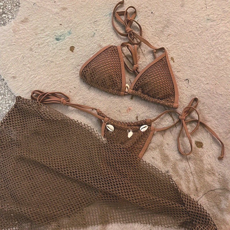 Solid Mesh String Swimwear - DippedShop Wholesale - #7875