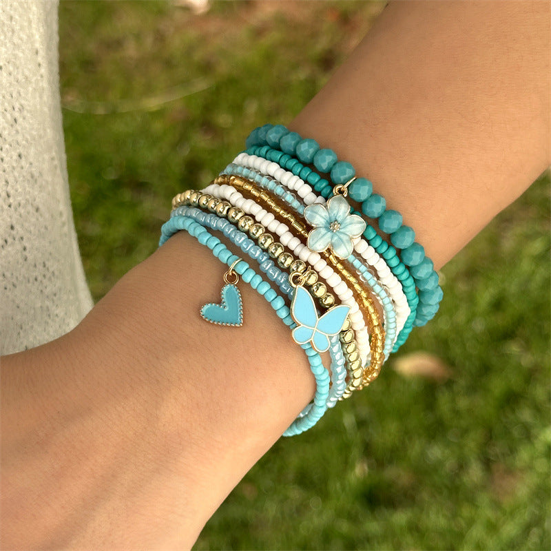 Boho Flower Butterfly Multi-Layer Beaded Bracelet 6W6JBR507