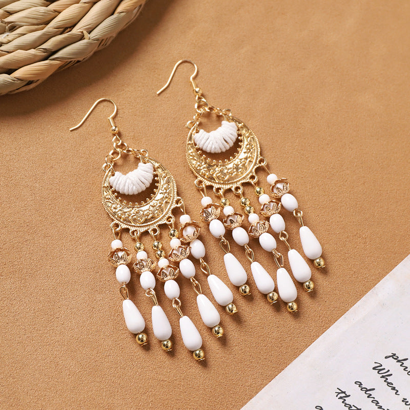 Retro Feather Tassel Earrings - DippedShop Wholesale - #1651