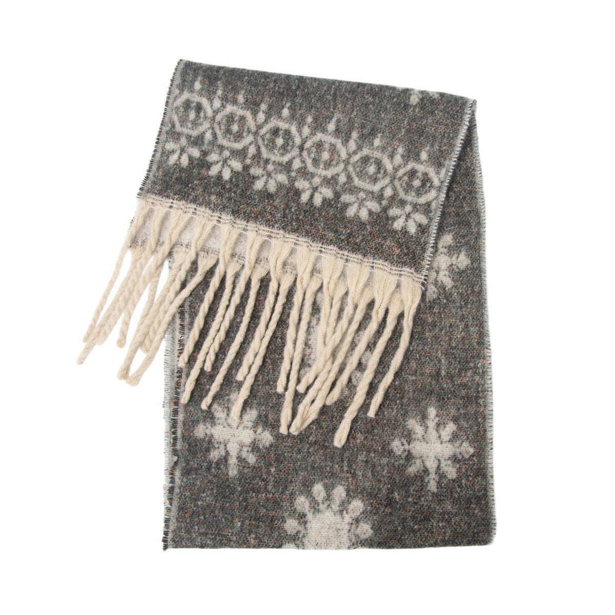 Vintage Jacquard Cashmere-Feel Tassel Shawl Scarf 6W6NSC121