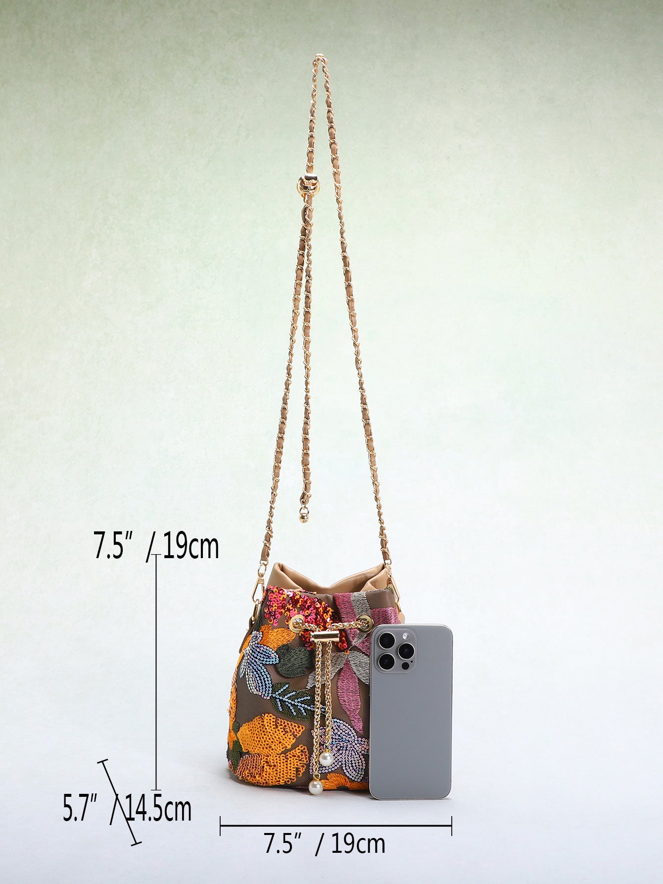 Flower Embroidery Sequin Bucket Bag - DippedShop Wholesale - #2707