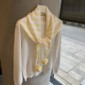 Striped Knit Triangle Scarf - DippedShop Wholesale - #1859