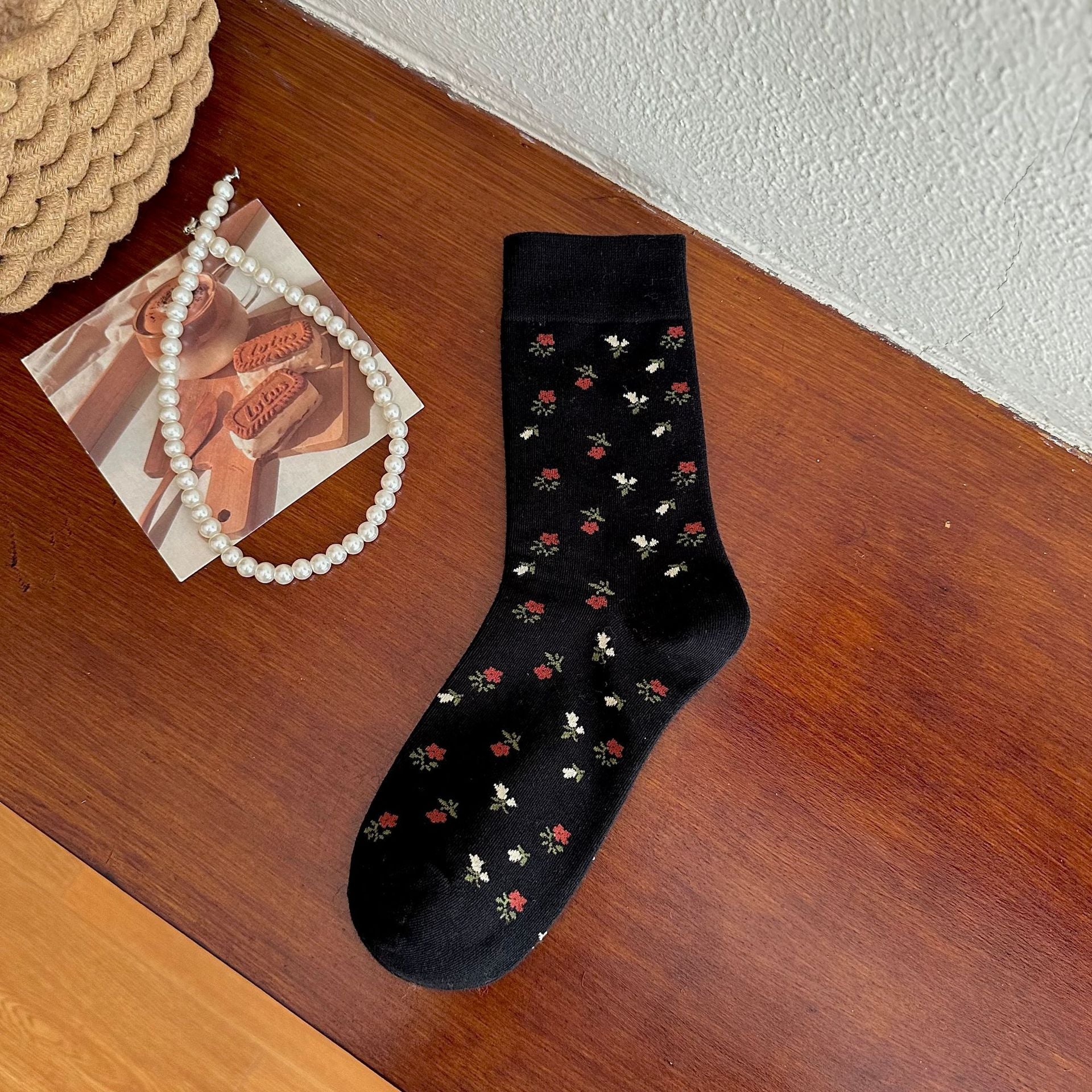 Floral Bow Crew Socks - DippedShop Wholesale - #0371