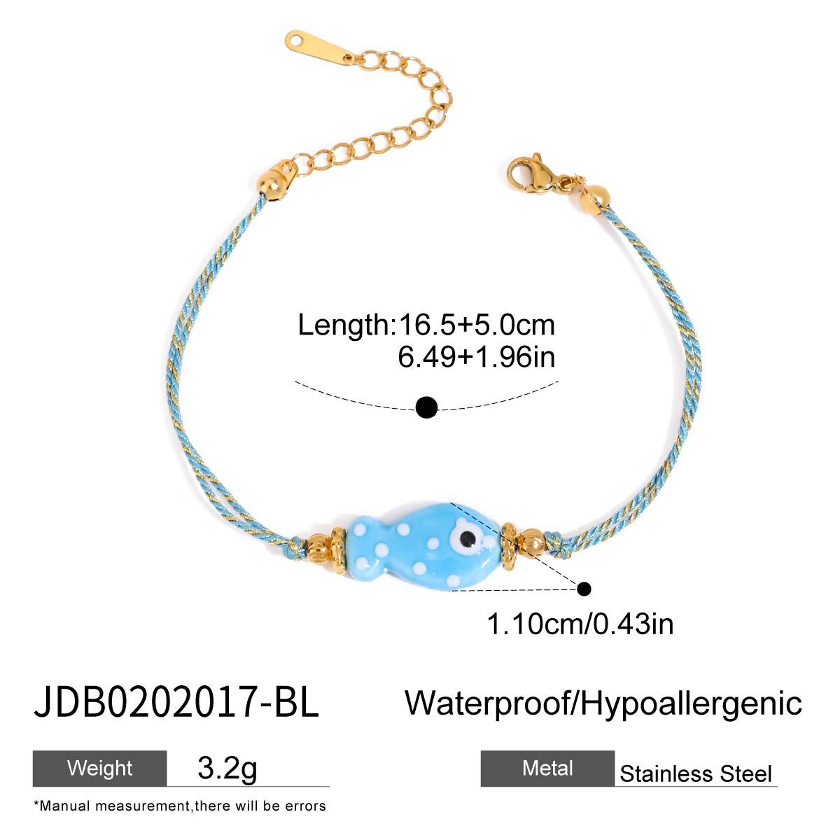 Cute Fish Pendant Rope Bradided Bracelet 6W6JBR354