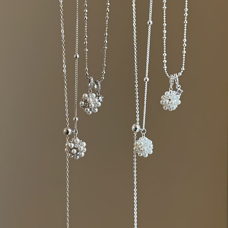 Pearl Flower Sliding Necklace - DippedShop Wholesale - #4851