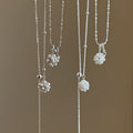 Minimalist Pearl Flower Ball Sliding Necklace 6W6JNC430