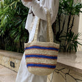 Minimalist Color Block Straw Woven Handbag MK2BK6W10BBG10