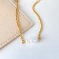 Fashion Gold Plated Pearl Link Chain Bracelet 6W6JBR366