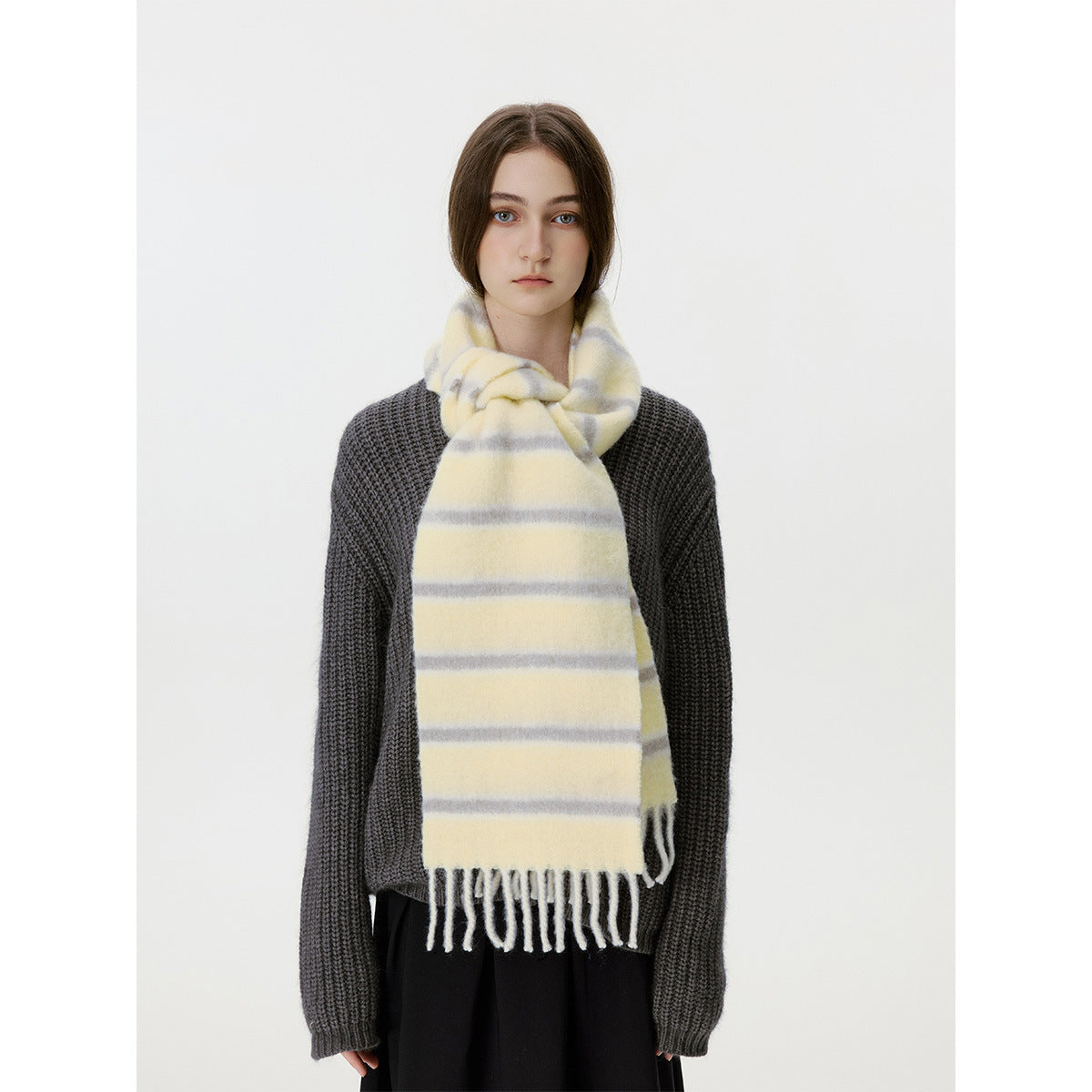 Stylish Color Block Striped Tassel Scarf 6W6NSW302
