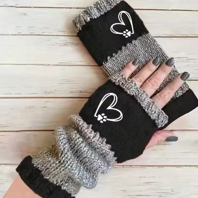 Cat Print Fingerless Gloves - DippedShop Wholesale - #9635