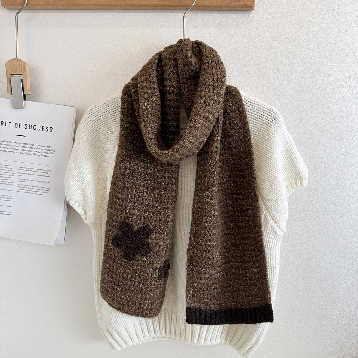 Floral Jacquard Knit Scarf - DippedShop Wholesale - #6643