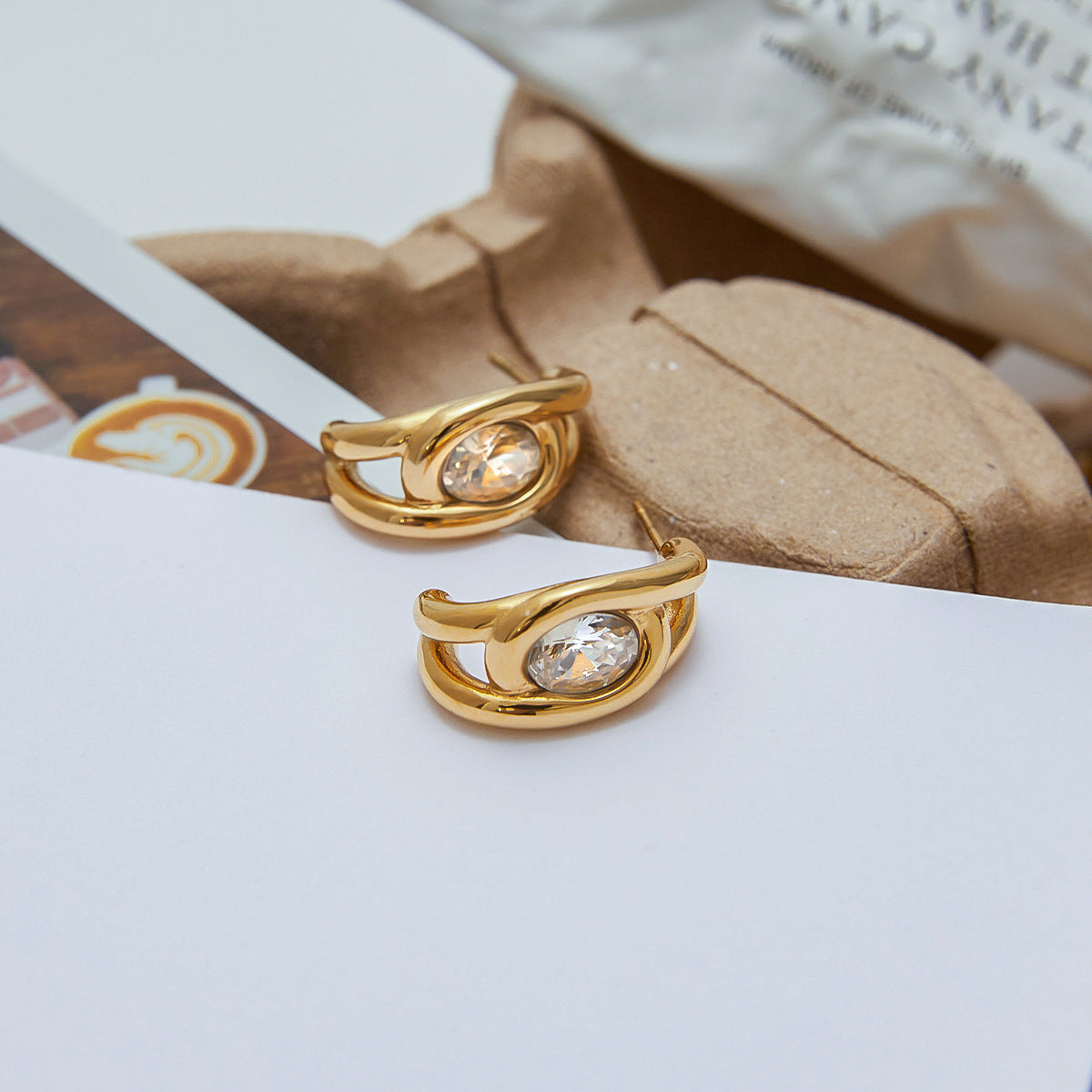 Gold Plated C-Shaped Stud Earrings - DippedShop Wholesale - #6691