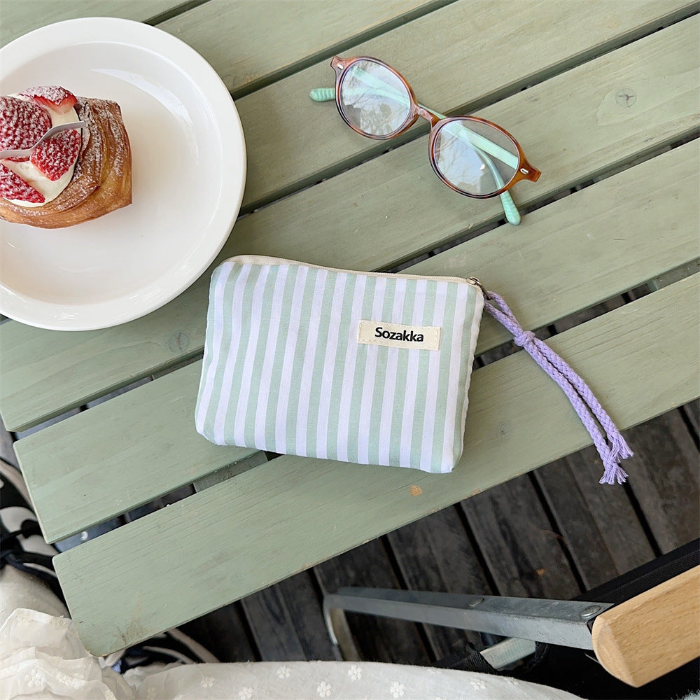 Stylish Color Block Striped Mini Makeup Bag MK2BW6S10BOB53