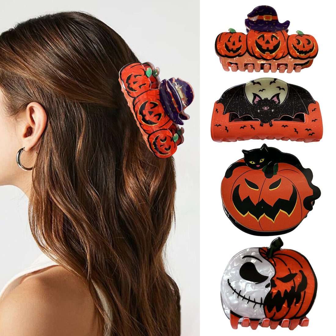 Halloween Pumpkin Shape Hair Clips DP25G443