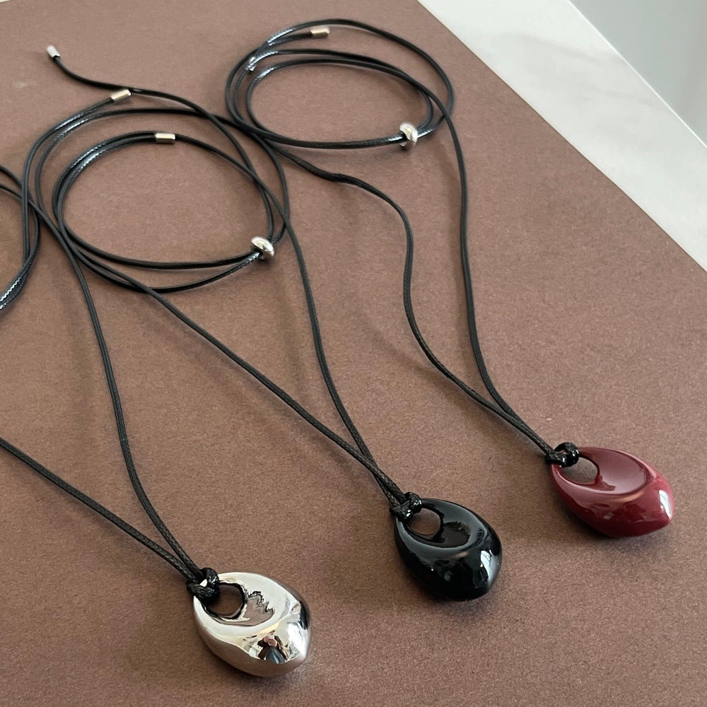Teardrop pendant leather necklace - DippedShop Wholesale - #2467